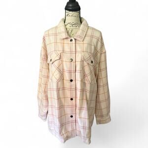 HFX Pink Plaid Flannel Shirt Jacket Shacket Size XXL